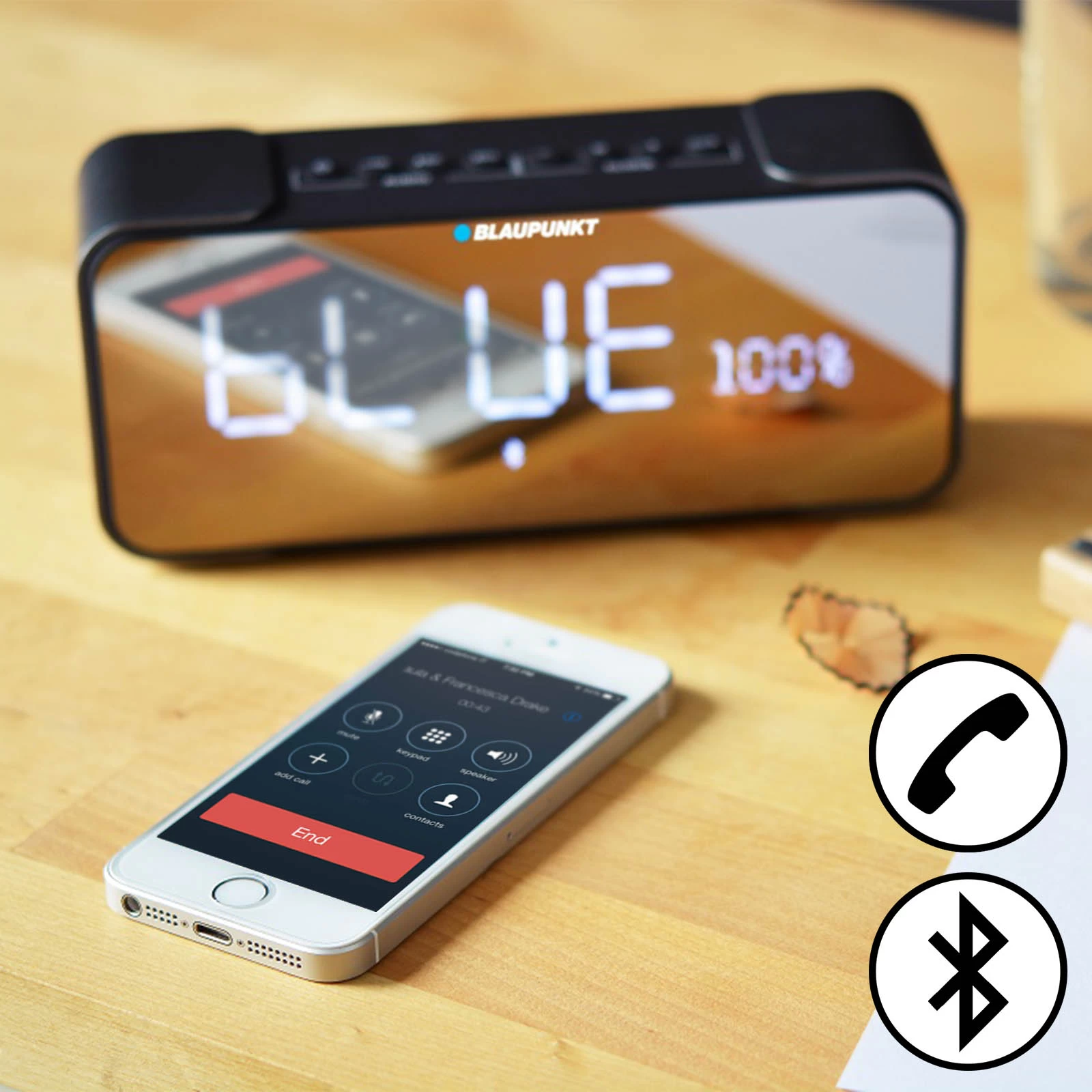 Enceinte Bluetooth Fonction Radio Réveil - Lecteur Micro-SD Et Effet Miroir, Blaupunkt - Argent Et Noir 5 Enceinte Bluetooth Fonction Radio Réveil - Lecteur Micro-SD Et Effet Miroir, Blaupunkt - Argent Et Noir – Image 3