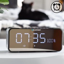 Enceinte Bluetooth Fonction Radio Réveil - Lecteur Micro-SD Et Effet Miroir, Blaupunkt - Argent Et Noir 13 Enceinte Bluetooth Fonction Radio Réveil - Lecteur Micro-SD Et Effet Miroir, Blaupunkt - Argent Et Noir -Musique recherchée. bt16 clock 4