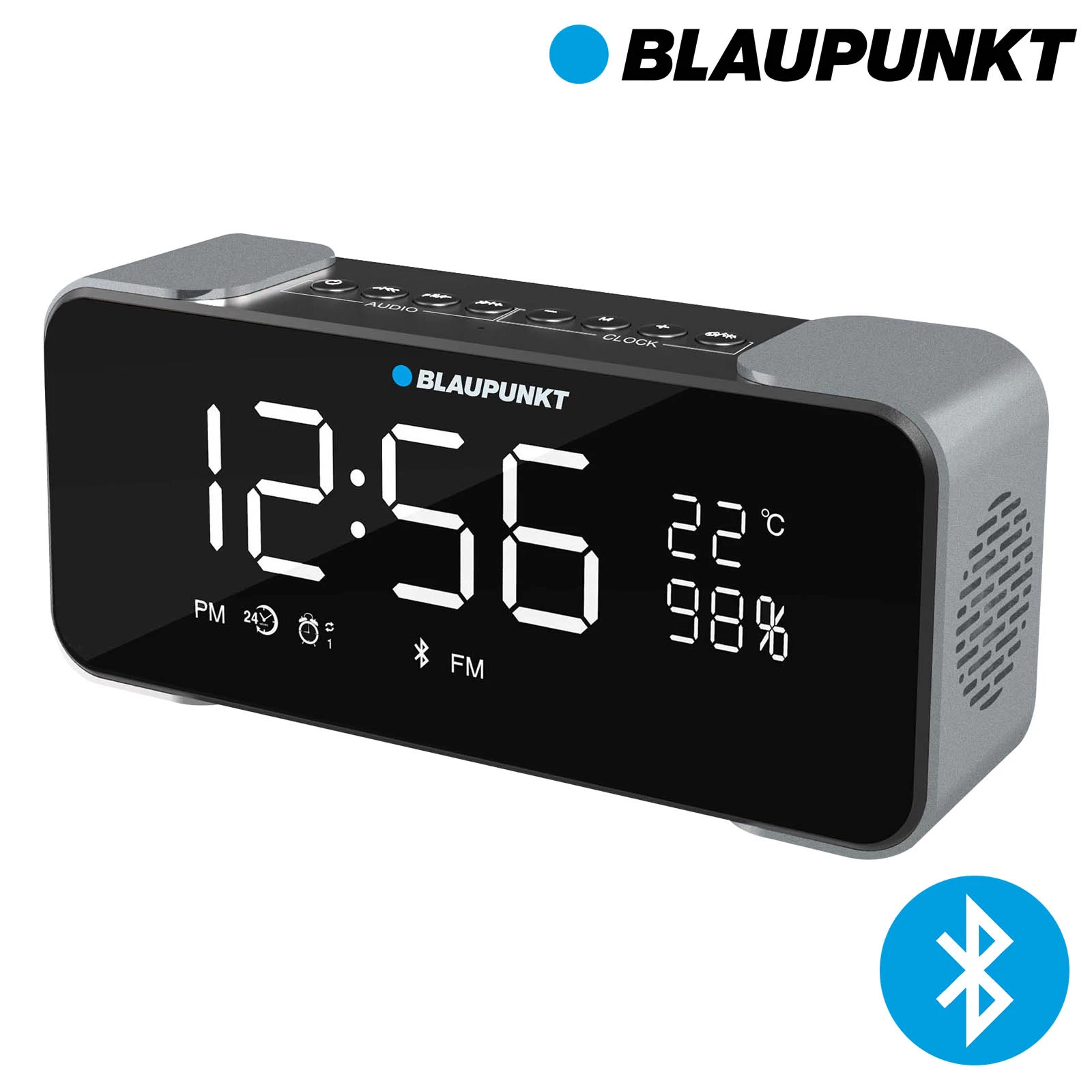 Enceinte Bluetooth Fonction Radio Réveil - Lecteur Micro-SD Et Effet Miroir, Blaupunkt - Argent Et Noir 3 Enceinte Bluetooth Fonction Radio Réveil - Lecteur Micro-SD Et Effet Miroir, Blaupunkt - Argent Et Noir