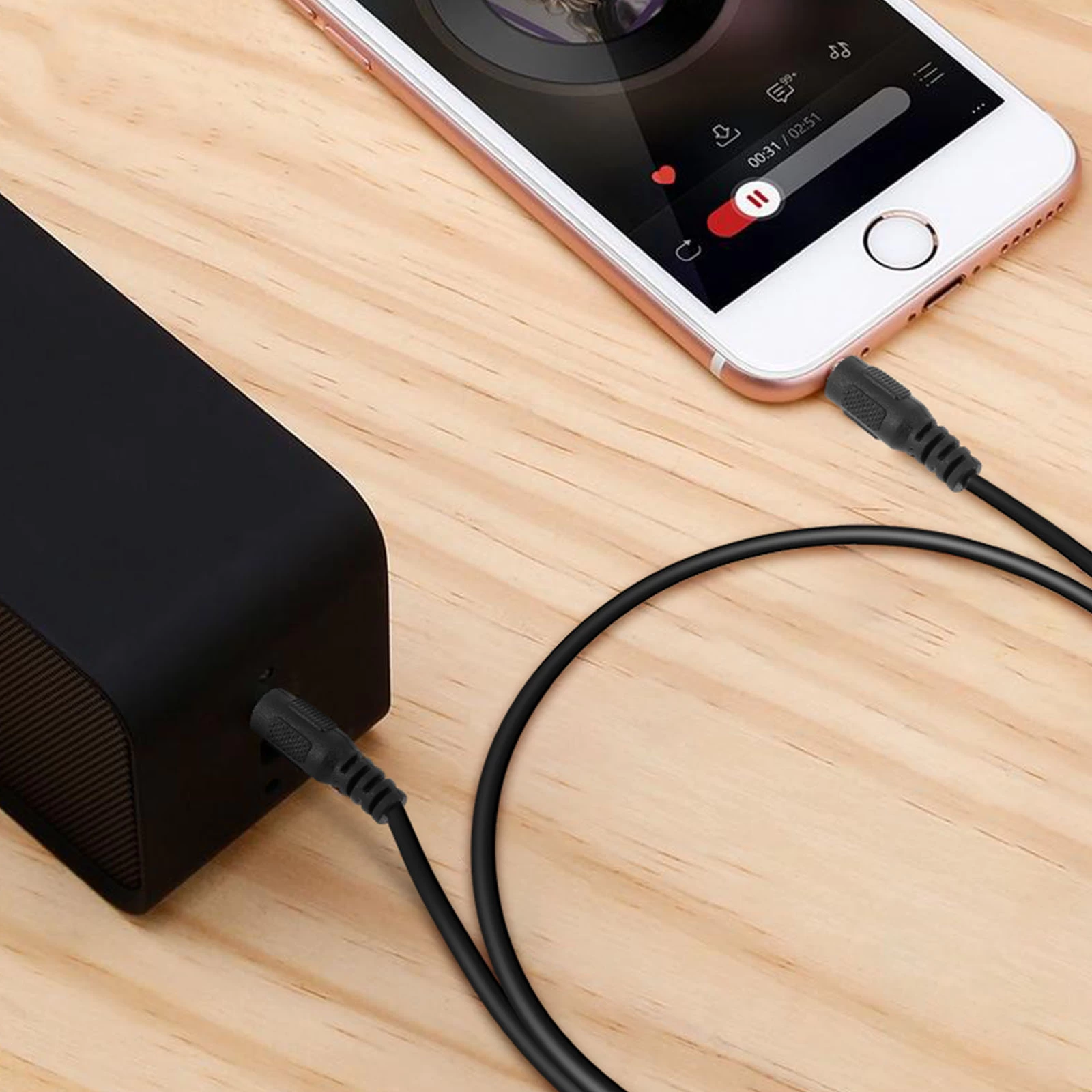 Câble Audio Auxiliaire Jack 3,5mm Mâle/Mâle, 1,5m De Longueur, LinQ- Noir 5 Câble Audio Auxiliaire Jack 3,5mm Mâle/Mâle, 1,5m De Longueur, LinQ- Noir – Image 3