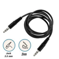 Câble Audio Auxiliaire Jack 3.5mm Mâle/Mâle By LinQ, 3m - Noir