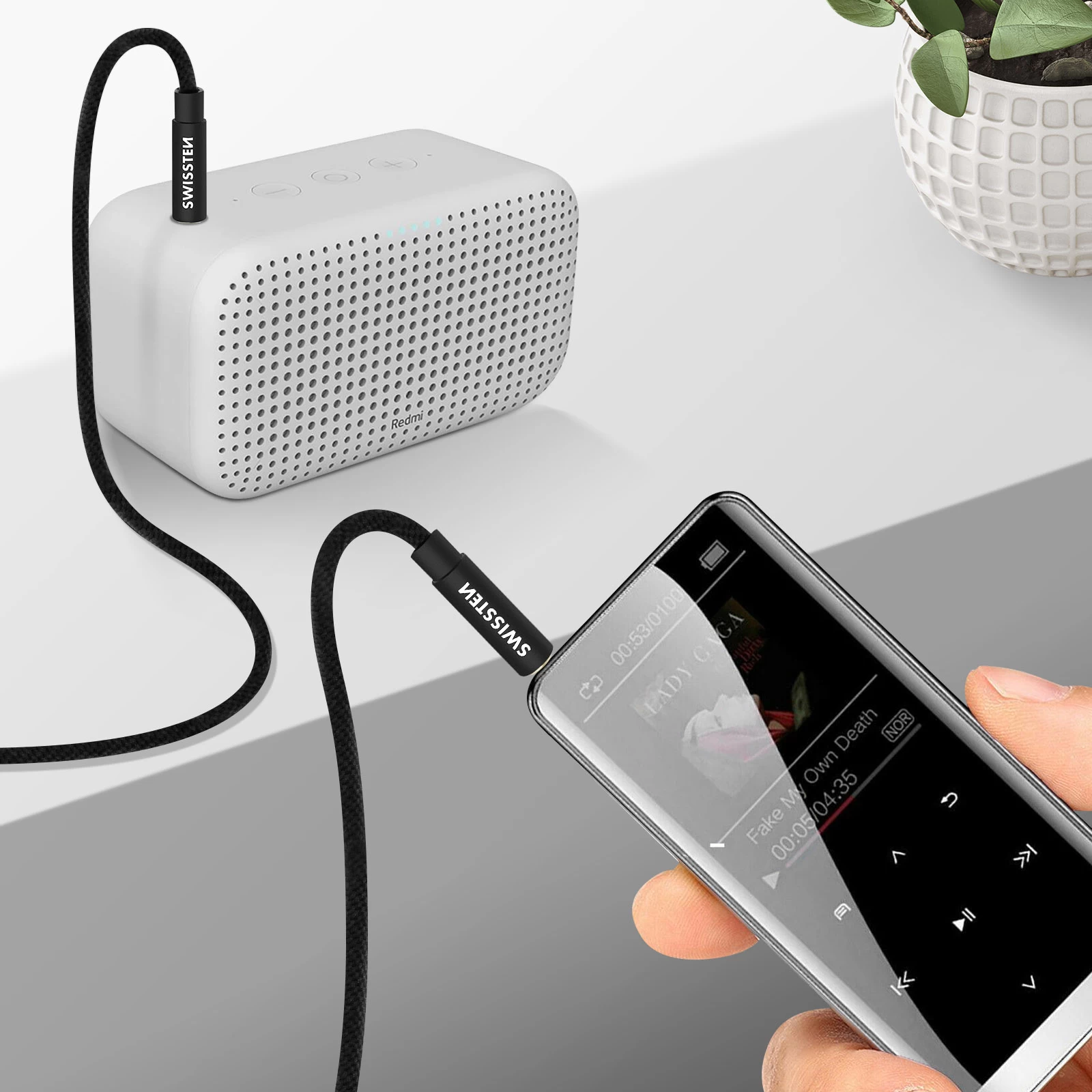 Câble Audio Auxiliaire Jack 3.5mm Mâle / Mâle, Anti-nœuds 1,5m, Swissten - Noir 6 Câble Audio Auxiliaire Jack 3.5mm Mâle / Mâle, Anti-nœuds 1,5m, Swissten - Noir – Image 4