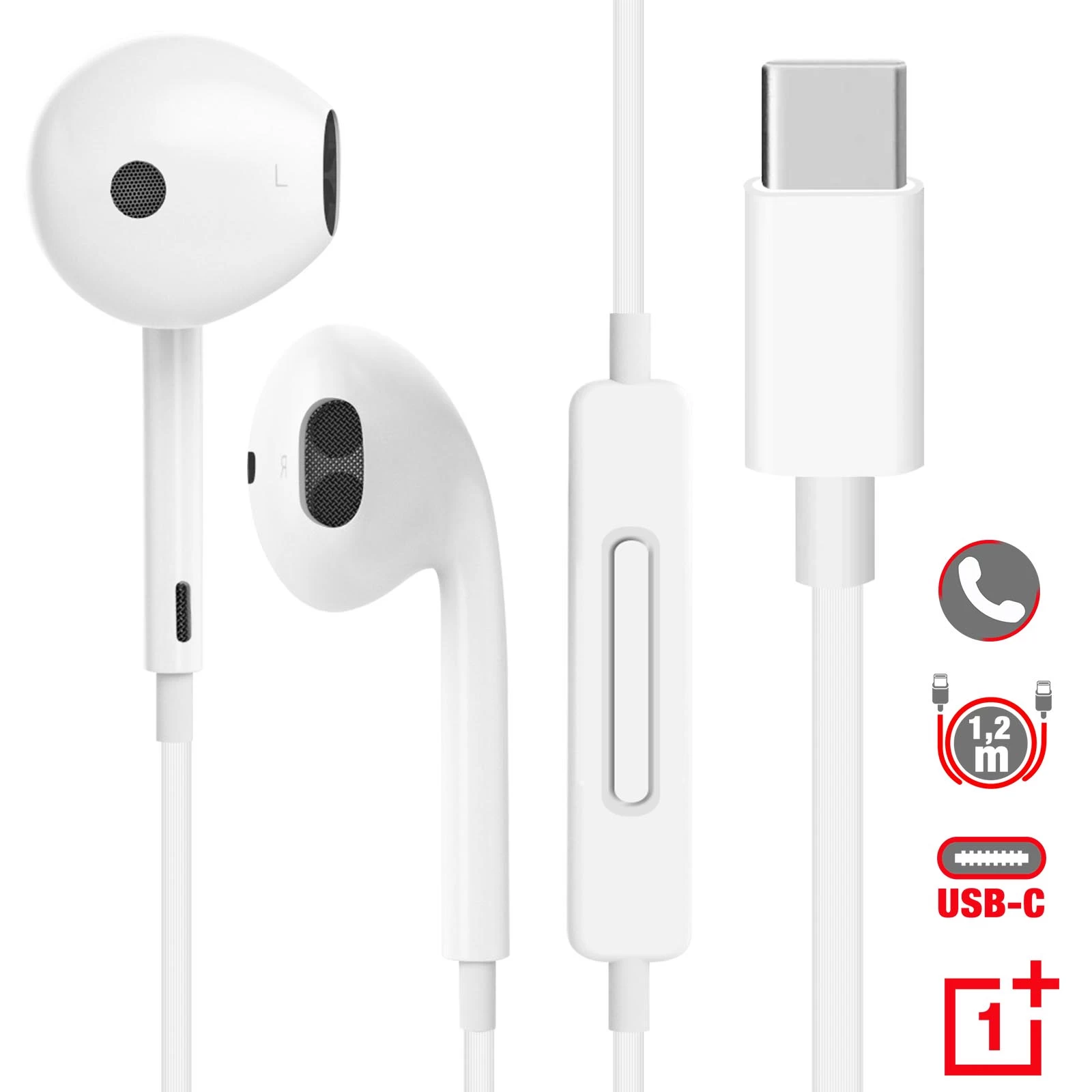 Écouteurs USB-C OnePlus Original, Kit Main Libre - Blanc 3 Écouteurs USB-C OnePlus Original, Kit Main Libre - Blanc
