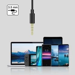 Écouteurs Sport Filaires Jack 3.5 Mm, Kit Piéton Mains Libres, Setty - Noir -Musique recherchée. hf 35 setty bk 7