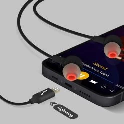 Écouteurs Filaires Lightning, Kit Piéton Magnétique Avec Micro & Boutons Multifonctions, Akashi - Noir -Musique recherchée. hf aka bk ip5 8