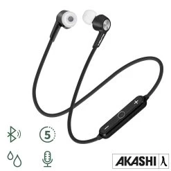 Écouteurs Bluetooth Intra-auriculaires Stéréo HD Audio, Akashi - Noir