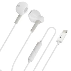 Écouteurs Filaires USB-C Avec Boutons Multifonctions, Akashi - Blanc -Musique recherchée. hf aka wh usbc 2
