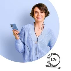 Écouteurs Filaires BigBen, Type USB-C Avec Kit Main Libre, Longueur 1,2m - Noir -Musique recherchée. hf big bk usbc 8