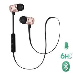 Écouteurs Bluetooth Stéréo Avec Télécommande, Anti Noeuds - Noir / Rose Gold