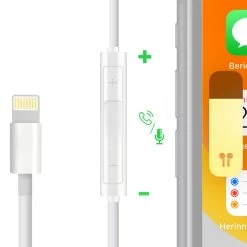 Écouteurs IPhone Lightning Kit Mains Libres - Blanc -Musique recherchée. hf elec ip5 6