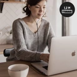 Ecouteur USB C Filaires, Kit Main Libre & Câble Anti-noeud, Inkax - Noir -Musique recherchée. hf ep14 bk usbc 8