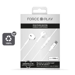 Ecouteurs USB-C Kit Piéton Filaire, Garanti à Vie 100% Recyclé Blanc, Force Play -Musique recherchée. hf fp wh usbc 7