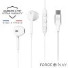 Ecouteurs USB-C Kit Piéton Filaire, Garanti à Vie 100% Recyclé Blanc, Force Play -Musique recherchée. hf fp wh usbc r