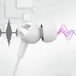 Écouteurs JBL Filaires Jack 3.5mm Intra-auriculaires, Modèle C100SI - Blanc -Musique recherchée. hf jbl c100si wh 4