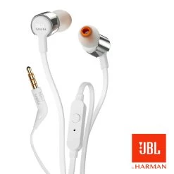 Écouteurs JBL Filaires Jack 3.5mm Intra-auriculaires Extra-Basses Fonction Kit Main Libre, Tune 210 - Gris