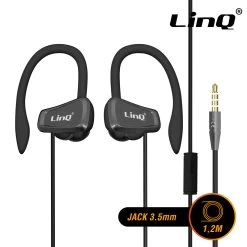 Écouteurs Sport Filaires Jack 3.5mm, Avec Contour D'oreille, LinQ - Noir