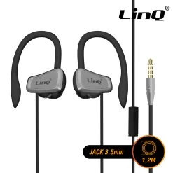 Écouteurs Sport Filaires Jack 3.5mm, Avec Contour D'oreille, LinQ - Gris