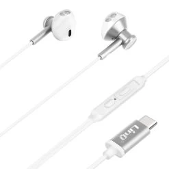 Écouteurs USB-C Son De Qualité Avec Micro Kit Mains Libres + Boutons De Contrôle, LinQ - Argent -Musique recherchée. hf linq sl 9809 2