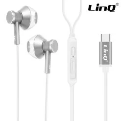 Écouteurs USB-C Son De Qualité Avec Micro Kit Mains Libres + Boutons De Contrôle, LinQ - Argent