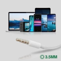 Écouteurs Filaires Jack 3.5mm, Kit Mains Libres Avec Micro, Oppo MH135 - Blanc -Musique recherchée. hf oppo mh135 8 2