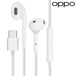 Ecouteurs Oppo Filaires USB C, Micro + Bouton Multifonction - Blanc