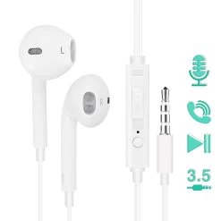 Écouteurs Kit Mains Libres Blanc Avec Télécommande + Micro Spécial Apple
