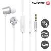 Écouteurs Filaires Jack 3,5mm, Kit Piéton Intra-auriculaires, Swissten Metal Dynamic Series - Blanc