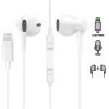 Ecouteurs Filaires IPhone Lightning, Connexion Bluetooth Avec Kit Main Libre - Blanc -Musique recherchée. hf vrak ip5 r