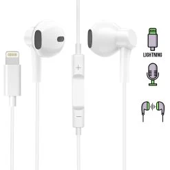 Ecouteurs Filaires IPhone Lightning, Connexion Bluetooth Avec Kit Main Libre - Blanc