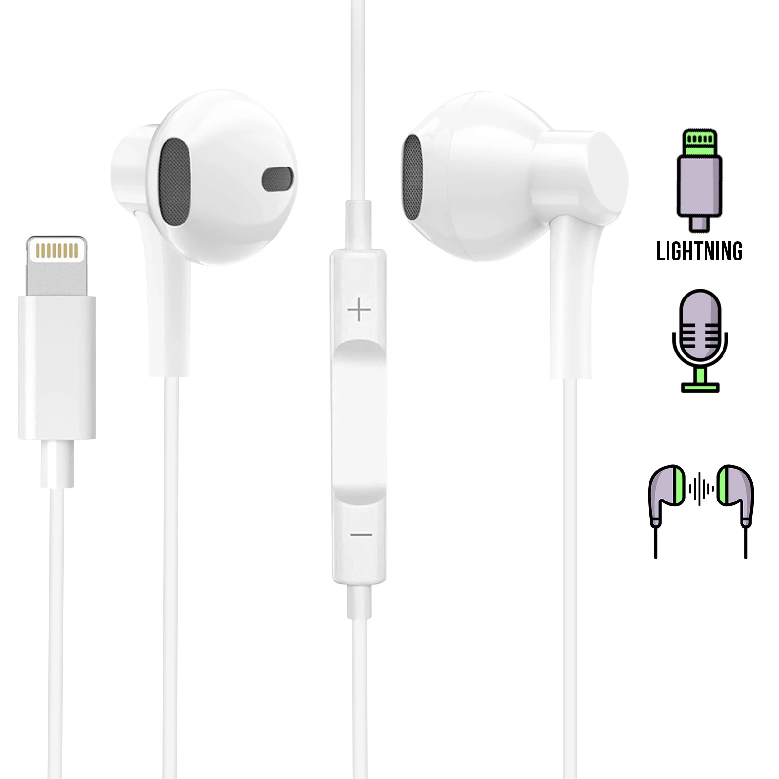 Ecouteurs Filaires IPhone Lightning, Connexion Bluetooth Avec Kit Main Libre - Blanc 3 Ecouteurs Filaires IPhone Lightning, Connexion Bluetooth Avec Kit Main Libre - Blanc