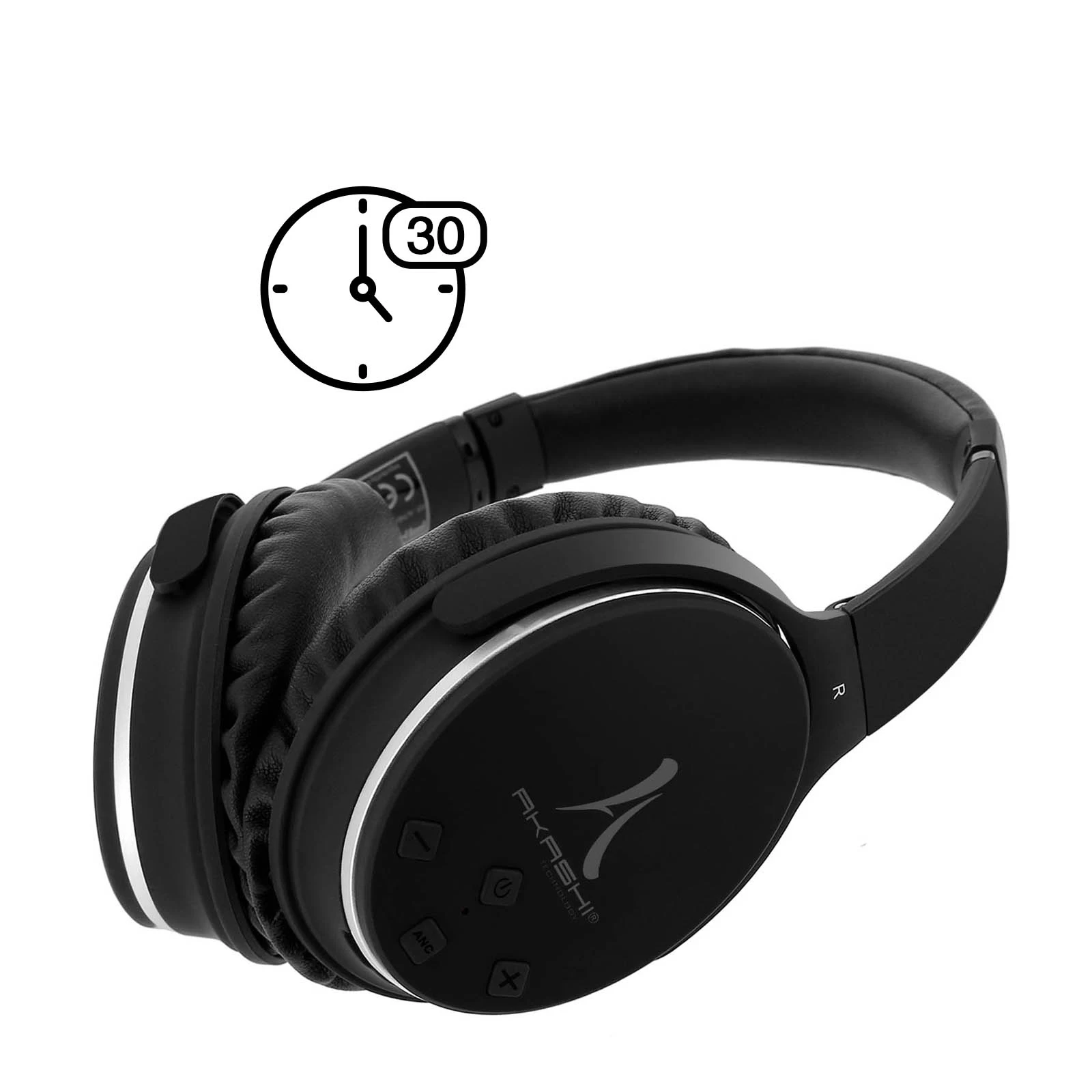 Casque Bluetooth + Filaire Pliable, à Réduction De Bruit, 30h D'Autonomie Akashi - Noir 8 Casque Bluetooth + Filaire Pliable, à Réduction De Bruit, 30h D'Autonomie Akashi - Noir – Image 6