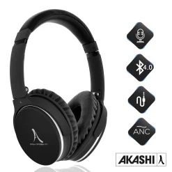 Casque Bluetooth + Filaire Pliable, à Réduction De Bruit, 30h D'Autonomie Akashi - Noir
