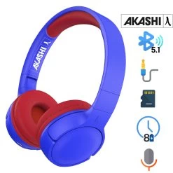 Casque Bluetooth 5.1 Pour Enfant Avec Micro, Autonomie 8h, Akashi - Bleu / Rouge