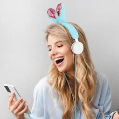 Casque Fantaisie Oreille De Lapin Avec Fourrure Bleue -Musique recherchée. kask arnav bl 5