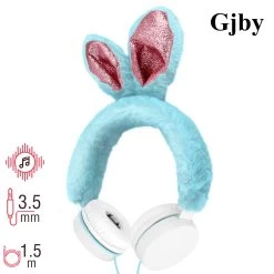 Casque Fantaisie Oreille De Lapin Avec Fourrure Bleue