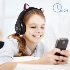 Casque Audio Bluetooth 5.0 Design Oreilles De Chat - Noir 15 Casque Audio Bluetooth 5.0 Design Oreilles De Chat - Noir -Musique recherchée. kask bk minou 4