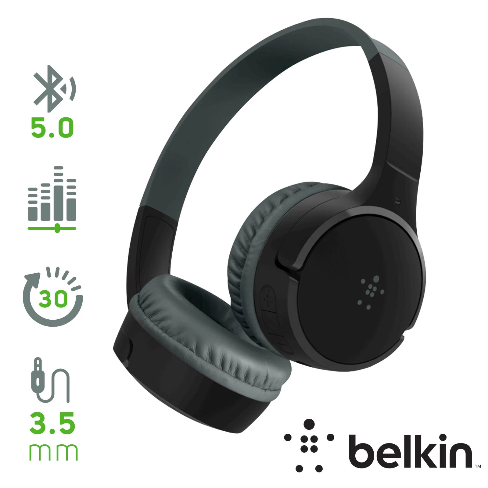 Casque Bluetooth Pour Enfant, 30h D'autonomie SOUNDFORM Mini Par Belkin - Noir 3 Casque Bluetooth Pour Enfant, 30h D'autonomie SOUNDFORM Mini Par Belkin - Noir