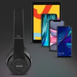 Casque Audio Stereo Bluetooth Sans Fil Modèle P47, Pliable - Noir -Musique recherchée. kask bt p47 bk 10