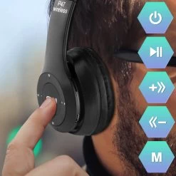 Casque Audio Stereo Bluetooth Sans Fil Modèle P47, Pliable - Noir -Musique recherchée. kask bt p47 bk 7