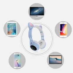 Casque Audio Bluetooth 5.0 Design Oreilles De Chat - Violet -Musique recherchée. kask dpp minou 10