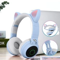 Casque Audio Bluetooth 5.0 Design Oreilles De Chat - Violet -Musique recherchée. kask dpp minou 8