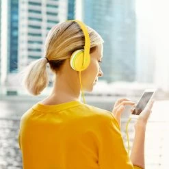 Casque Enfant Avec Arceau Réglable, Jack 3.5mm - Jaune -Musique recherchée. kask gj04 yl 3