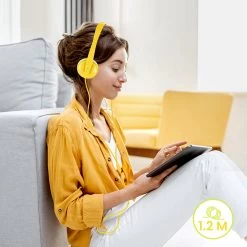 Casque Enfant Avec Arceau Réglable, Jack 3.5mm - Jaune -Musique recherchée. kask gj04 yl 4