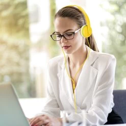 Casque Enfant Avec Arceau Réglable, Jack 3.5mm - Jaune -Musique recherchée. kask gj04 yl 5