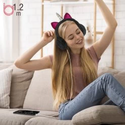 Casque Audio Fantaisie Licorne Avec Fourrure Noire -Musique recherchée. kask licorn bk 7