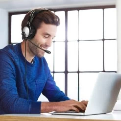 Casque Filaire Pour Ordinateur Avec Micro Sur Perche, Boutons De Commande - LinQ -Musique recherchée. kask linq 0167 2