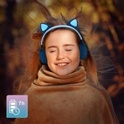 Casque Audio Bluetooth 5.0 Design Oreilles De Chat - Bleu Nuit -Musique recherchée. kask nt minou 4 2