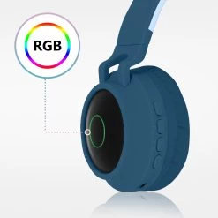 Casque Audio Bluetooth 5.0 Design Oreilles De Chat - Bleu Nuit -Musique recherchée. kask nt minou 9 2