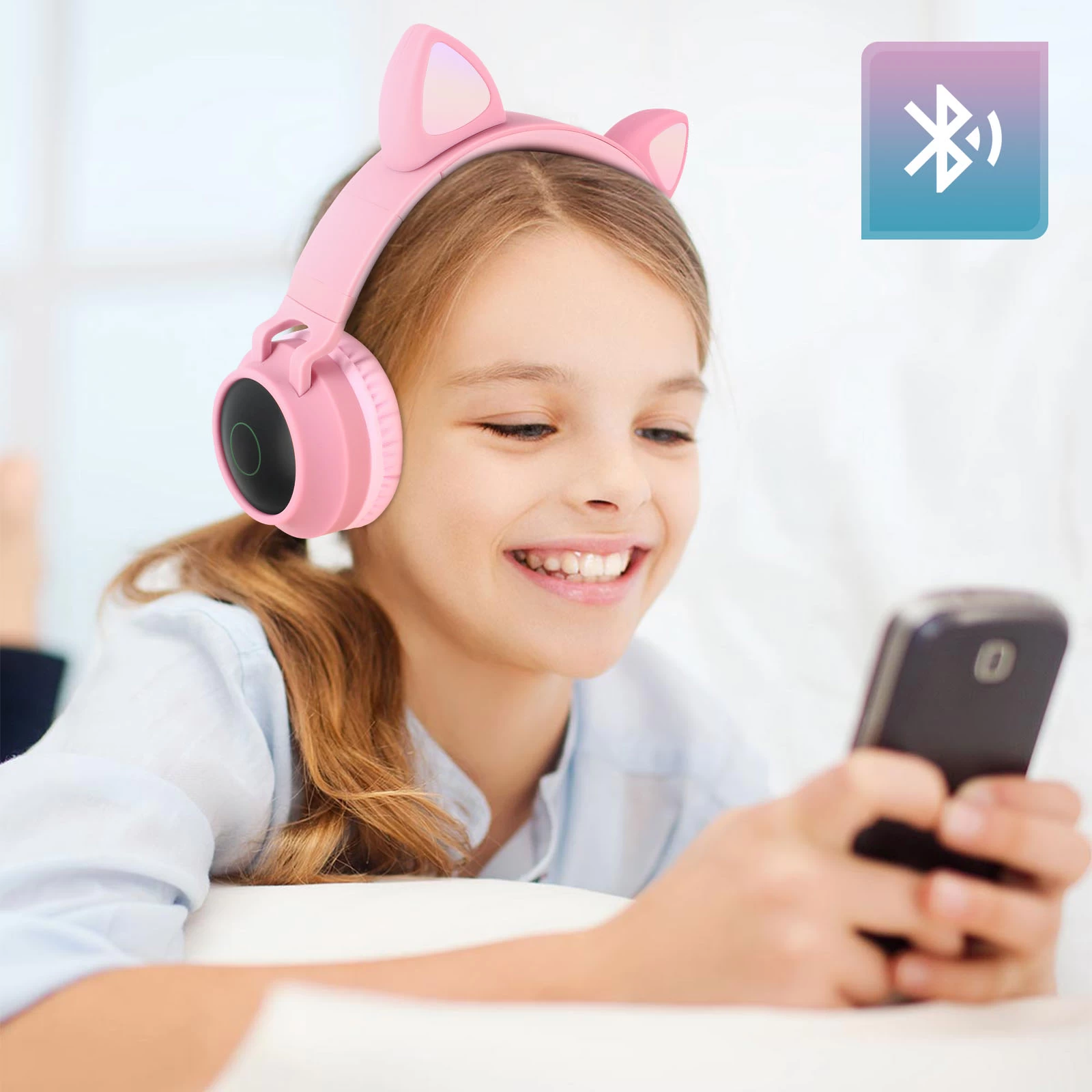 Casque Audio Bluetooth 5.0 Design Oreilles De Chat - Rose 5 Casque Audio Bluetooth 5.0 Design Oreilles De Chat - Rose – Image 3