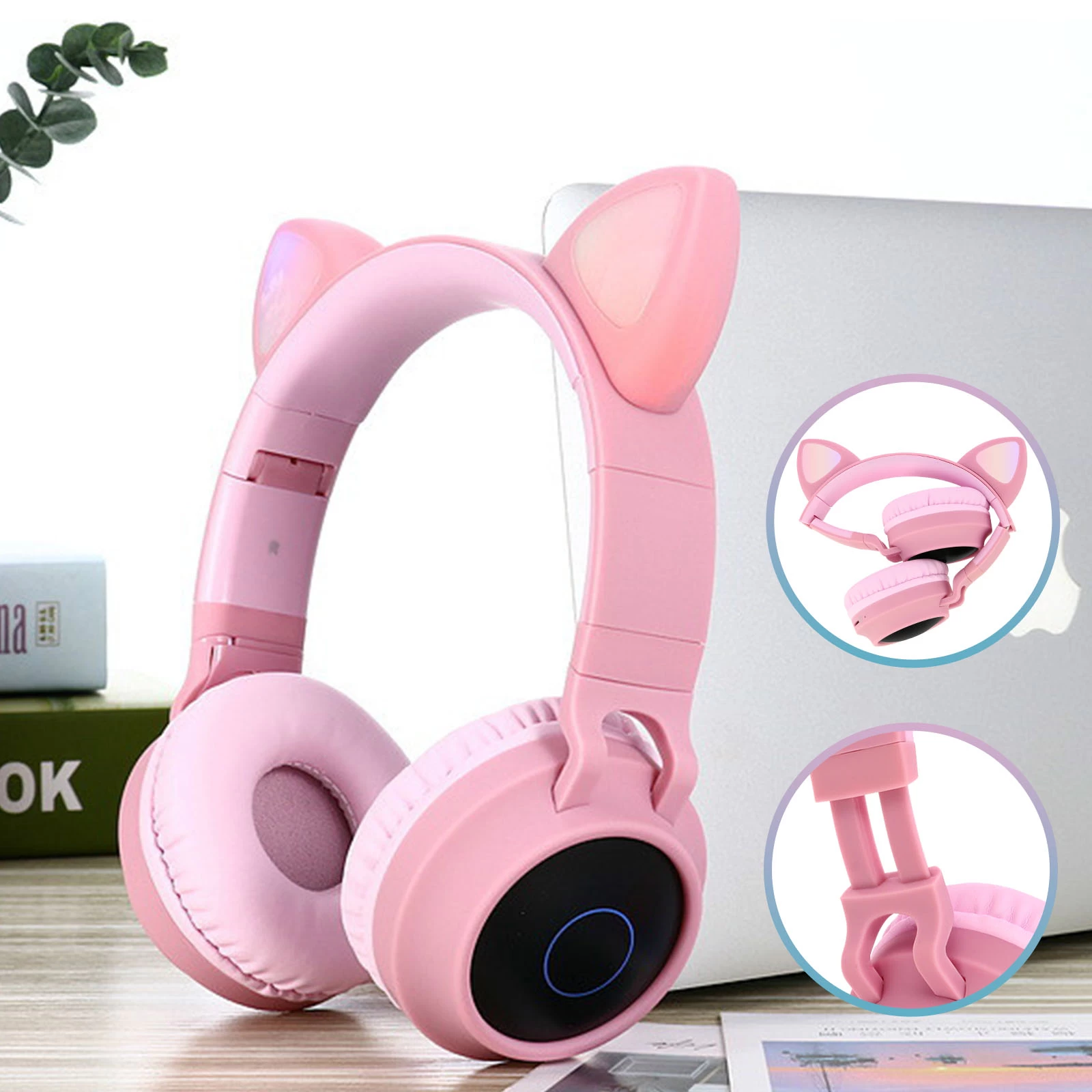 Casque Audio Bluetooth 5.0 Design Oreilles De Chat - Rose 10 Casque Audio Bluetooth 5.0 Design Oreilles De Chat - Rose – Image 8